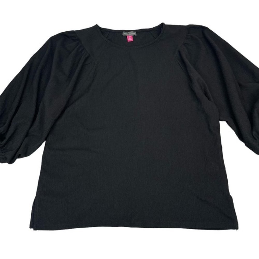 NWT VINCE CAMUTO Puff Sleeve Top Sz XS Black - Picture 3 of 6